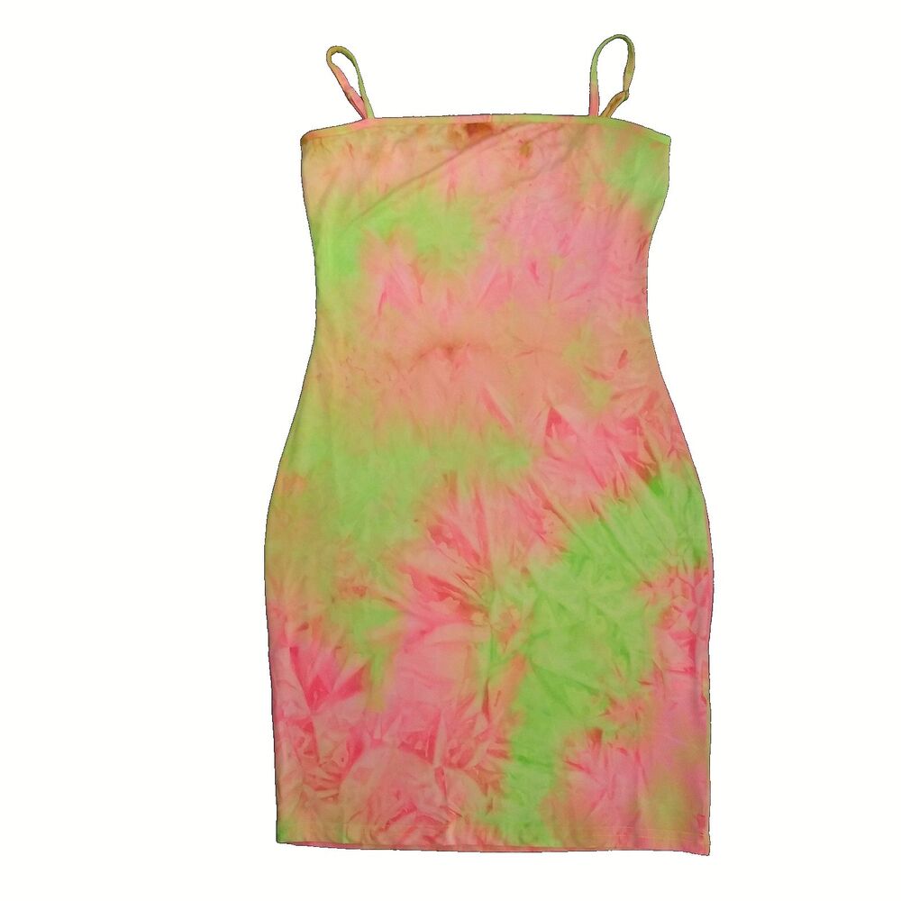 Juniors Sundress New with Tags Bodycon Size Large Tie Dye Resort boho 70's